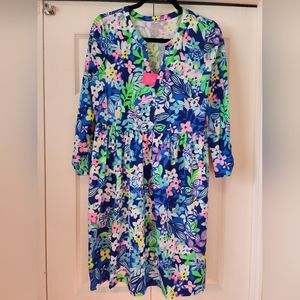 NWT Lilly Pulitzer Loran Swing Dress in Borealis Blue Social Sunset - Medium